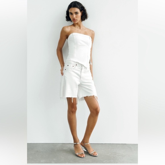 ZARA DENIM TRF CORSET TOP - Picture 2 of 7